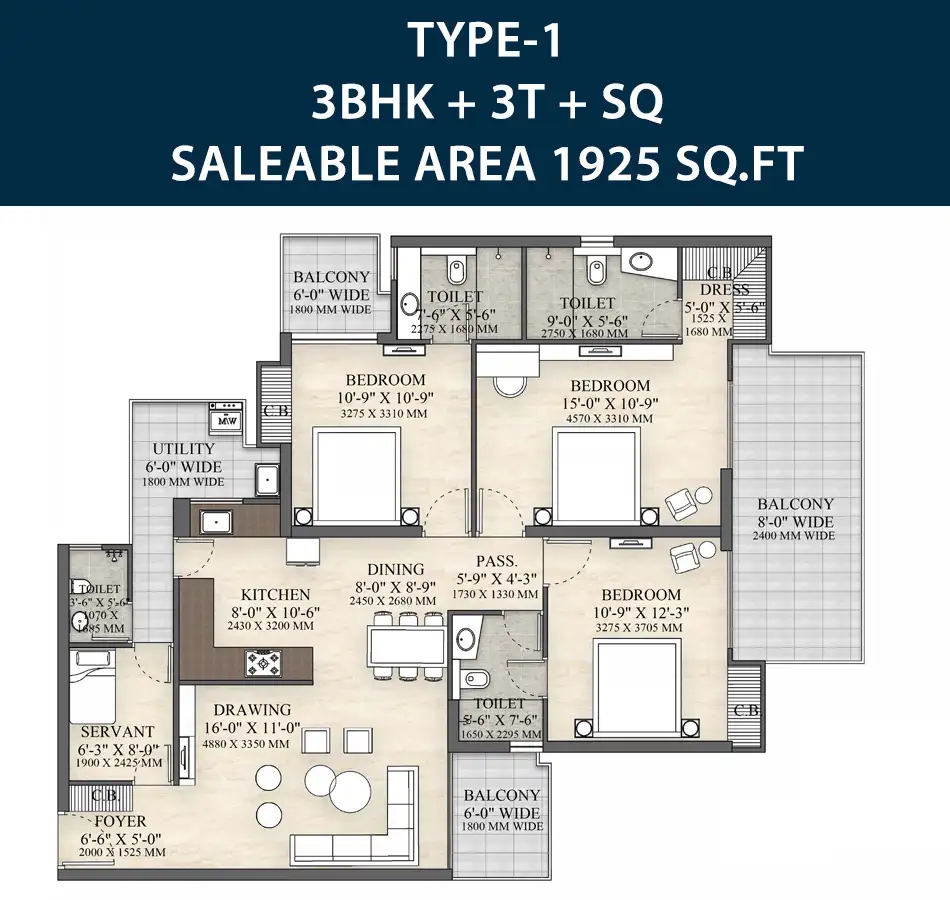 irish platinum 3bhk 1925 sqft floor plan 3