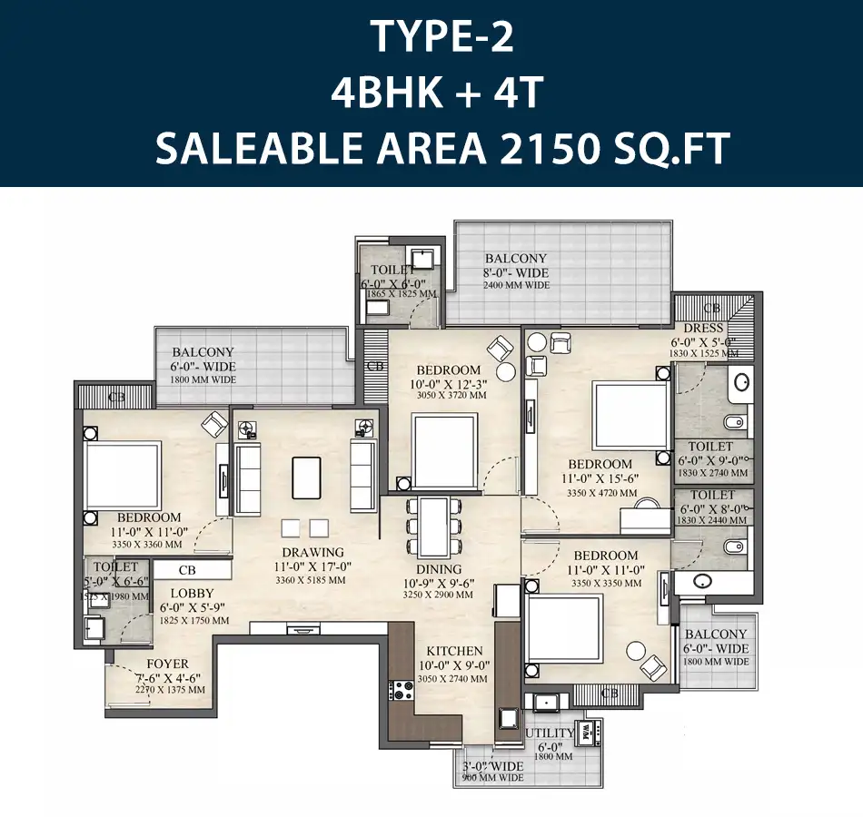 irish platinum 4bhk 2150 sqft floor plan 4
